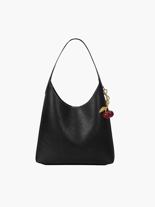 Amelia Faux Leather Bag with Cherry Charm for Stylish Days Amori Love Black Standard