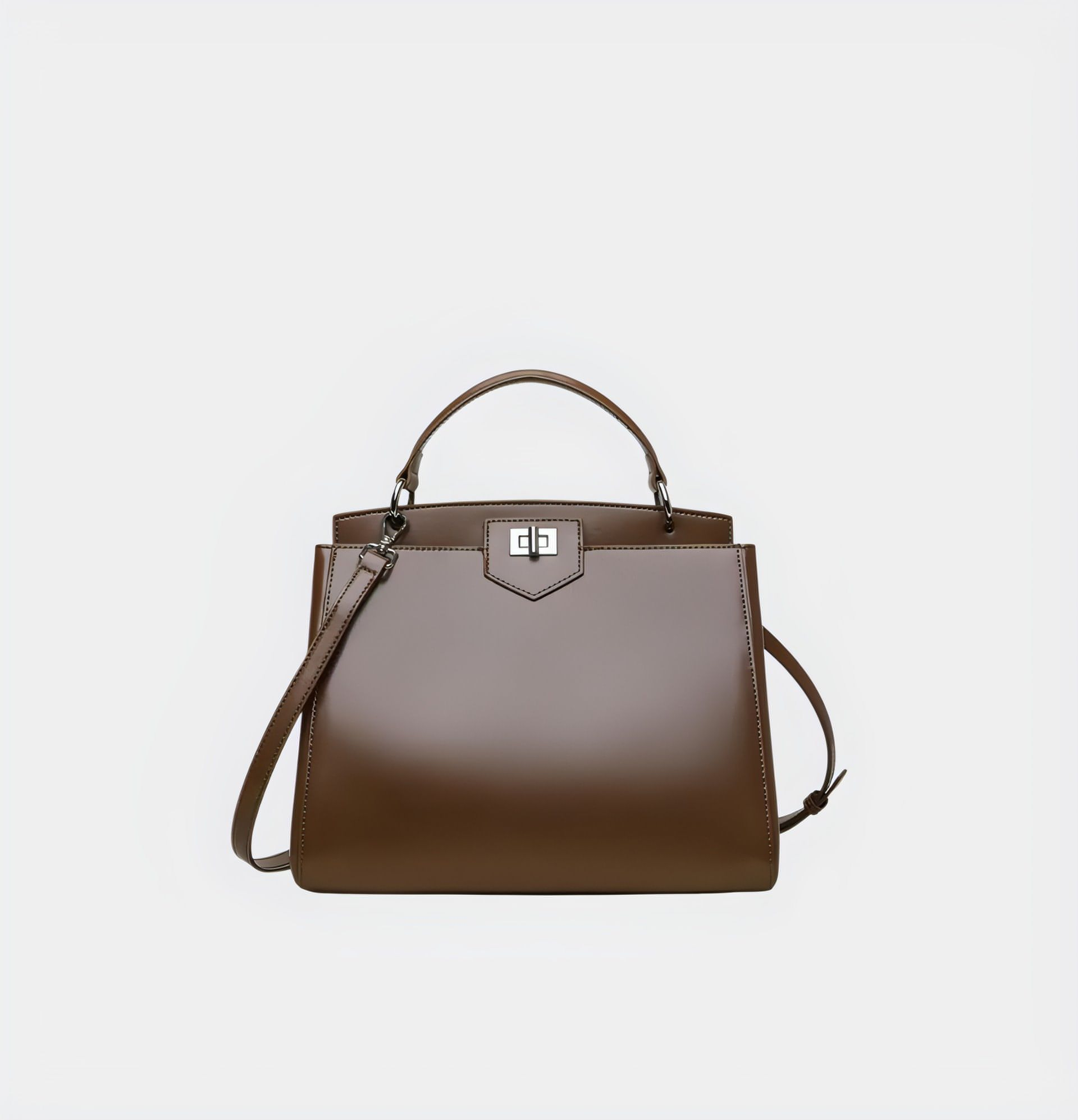 Sleek Large Brown Capacity Handbag with straps Handbags Amori Love Brown