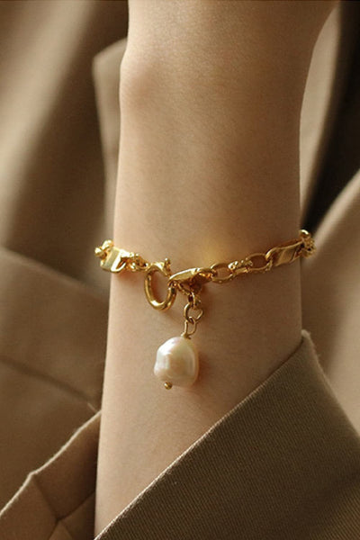 Elegant Link Chain Bracelet with Pearl for Women - Loved ones